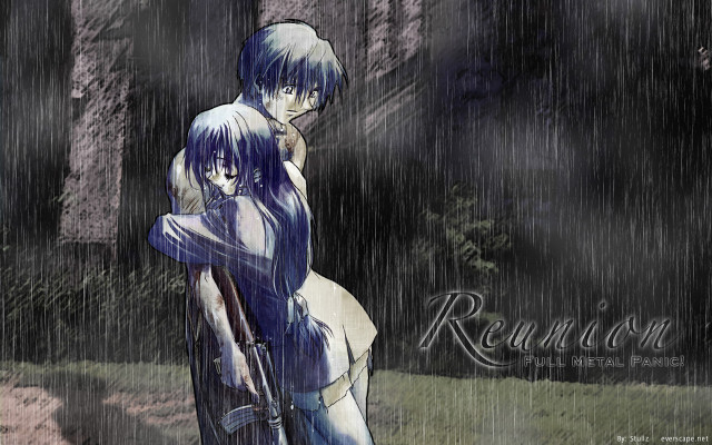 Anime couple rain gun neo free wallpaper for desktop - medium preview image