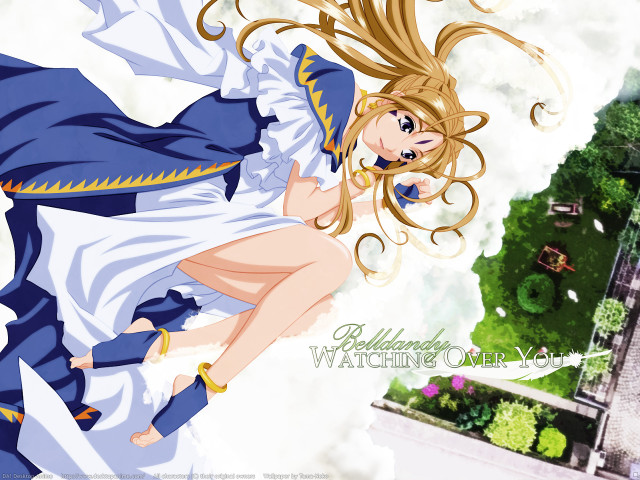 Anime longhaired bluedress flying kyotoart free wallpaper for desktop - medium preview image