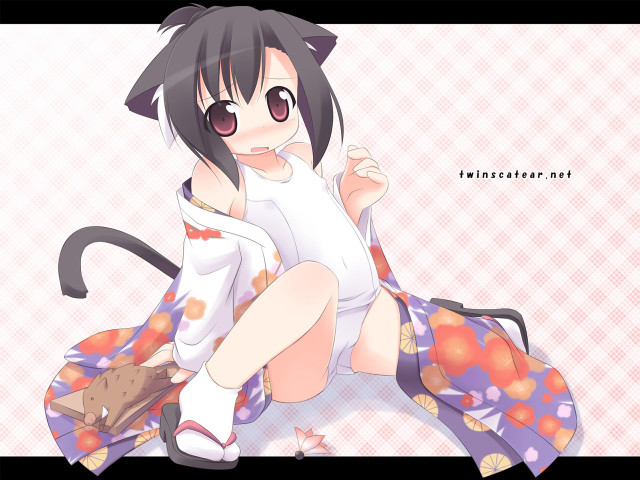 Cat ears girl purple skirt free wallpaper for desktop - medium preview image