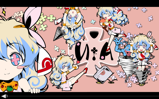 Anime girls pink flower mosaic free wallpaper for desktop - medium preview image