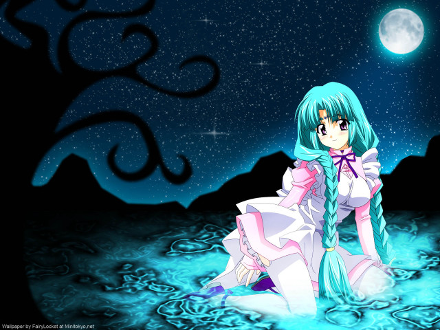 Moonlight girl starry sky astronaut free wallpaper for desktop - medium preview image