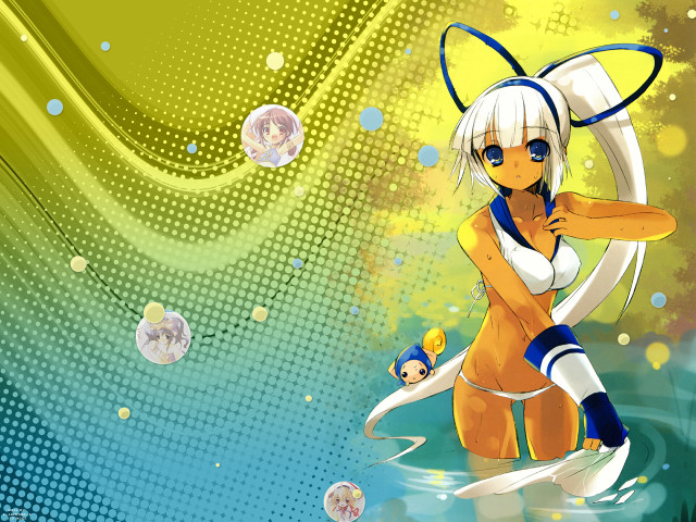 Cartoon water bubbles yellow background free wallpaper for desktop - medium preview image