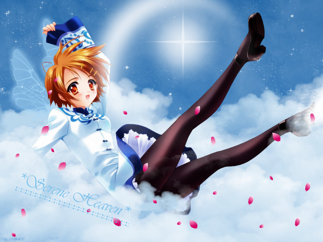 Woman flying romantic anime aurora free wallpaper for desktop - medium preview image