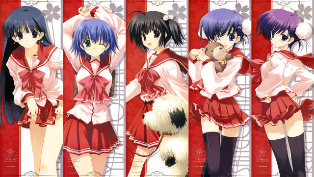 Anime girls red wall dog free wallpaper for desktop - medium preview image