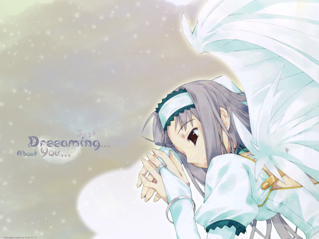 White haired angel girl praying free wallpaper for desktop - medium preview image