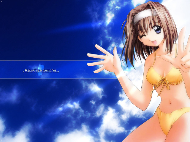 Girl bikini clouds anime sky free wallpaper for desktop - medium preview image