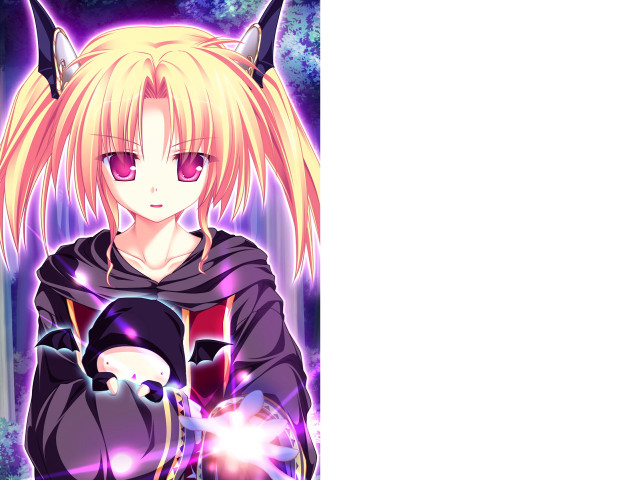 Anime catgirl holding gun purple free wallpaper for desktop - medium preview image