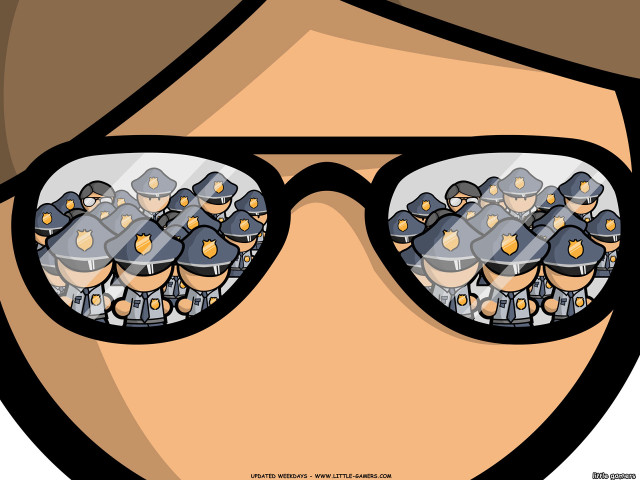Glasses reflection police cartoon orange free wallpaper for desktop - medium preview image