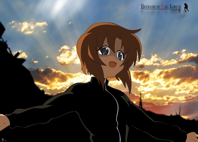 Girl black dress sunset clouds free wallpaper for desktop - medium preview image