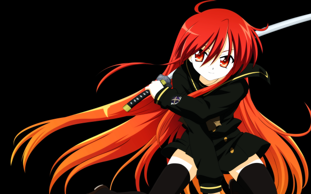 Red haired girl sword anime free wallpaper for desktop - medium preview image