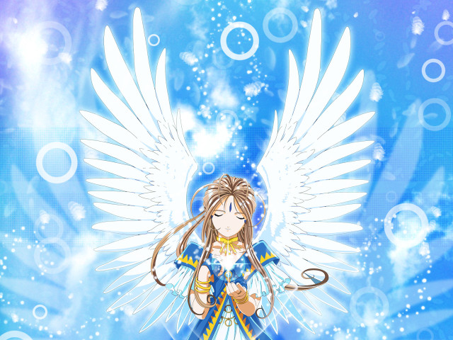 Angel sword blue bubbles wings free wallpaper for desktop - medium preview image