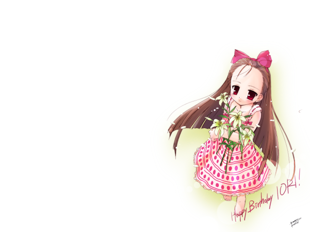 Girl flower birthday card anime free wallpaper for desktop - medium preview image