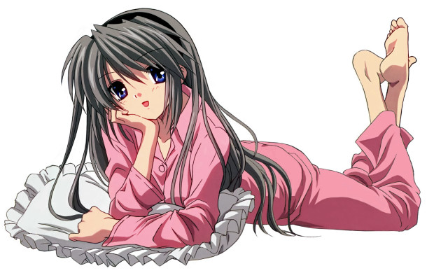 Woman lying crossed legs anime free wallpaper for desktop - medium preview image