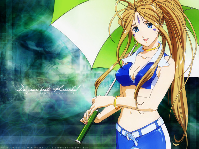 Woman bikini umbrella anime blonde free wallpaper for desktop - medium preview image