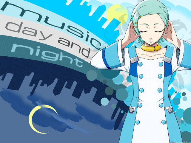 Woman blue coat cityscape nighttime free wallpaper for desktop - medium preview image