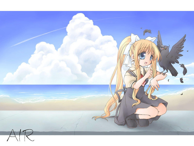 Girl beach bird anime lynx free wallpaper for desktop - medium preview image