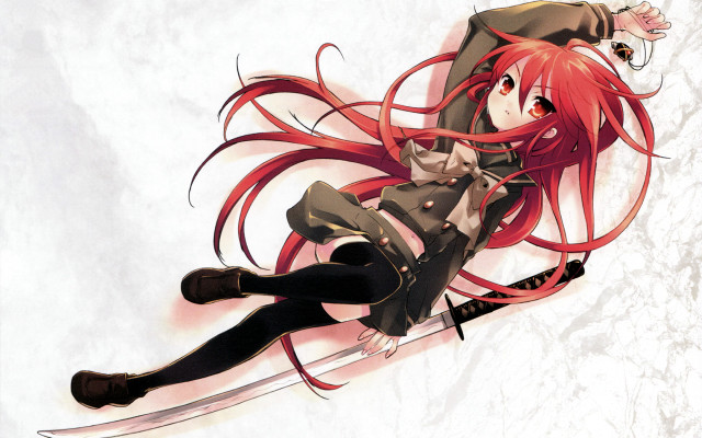 Anime girl red hair flying #3 free wallpaper for desktop - medium preview image