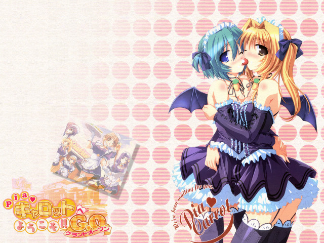 Anime couple kiss polka dot free wallpaper for desktop - medium preview image