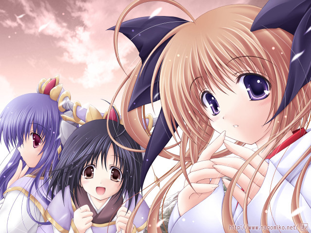 Anime girls kimono sunset ahoge free wallpaper for desktop - medium preview image