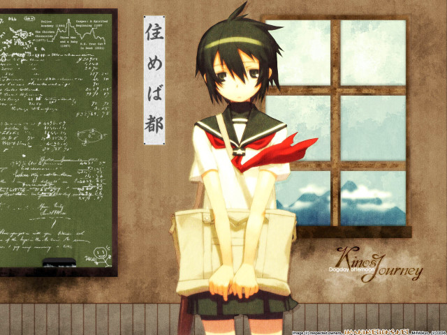 Anime character chalkboard classroom school free wallpaper for desktop - medium preview image