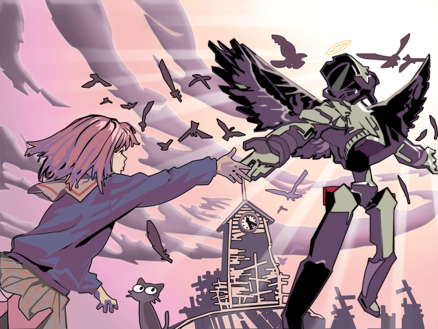 Woman bird angel suit hood free wallpaper for desktop - medium preview image