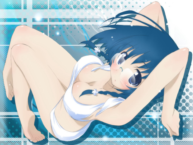 Bluehair woman anime braided blush free wallpaper for desktop - medium preview image