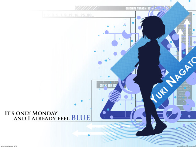 Blue woman monday silhouette kikukawa free wallpaper for desktop - medium preview image
