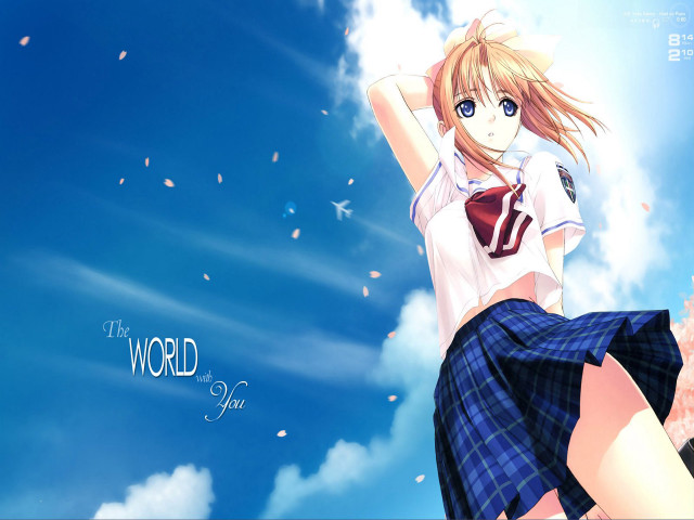 Chizuko yoshida school uniform flying free wallpaper for desktop - medium preview image