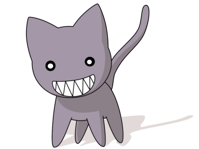Cartoon cat big smile sharp free wallpaper for desktop - medium preview image