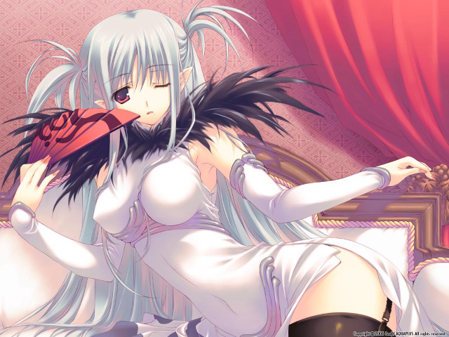 Gothic anime woman white dress free wallpaper for desktop - medium preview image