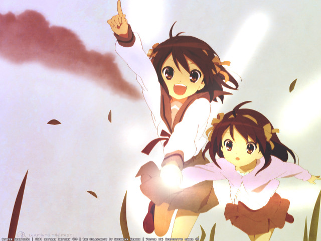 Anime girls pointing sky brown free wallpaper for desktop - medium preview image