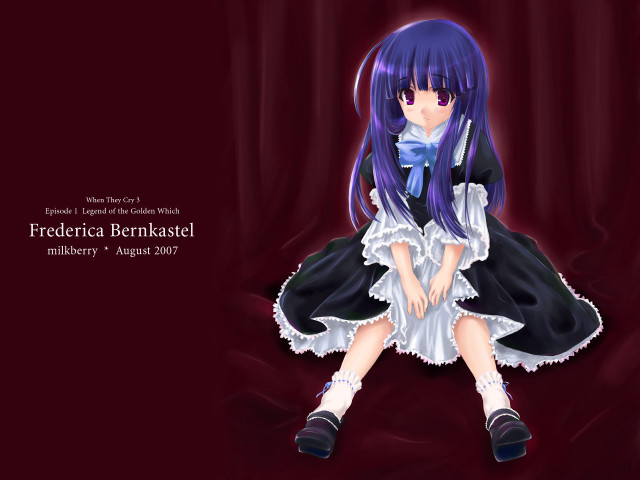 Purple haired girl sitting gothic free wallpaper for desktop - medium preview image