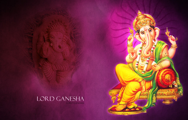 Lord ganesha throne purple background free wallpaper for desktop - medium preview image