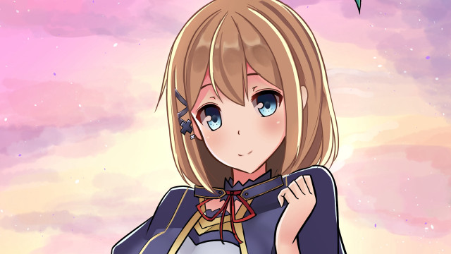 Anime blonde blue eyes pink free wallpaper for desktop - medium preview image