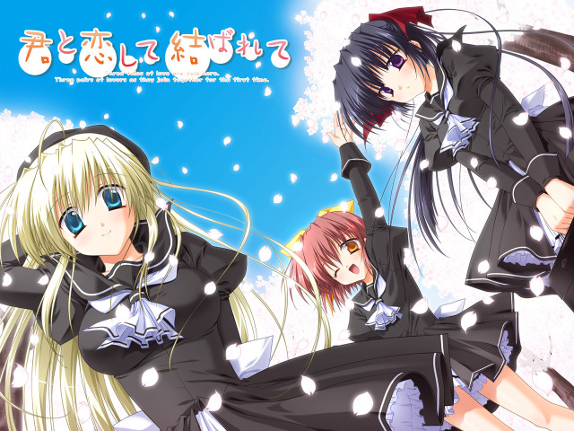 Anime girls snow falling blossoms free wallpaper for desktop - medium preview image