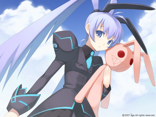 Anime character pink object blue free wallpaper for desktop - medium preview image