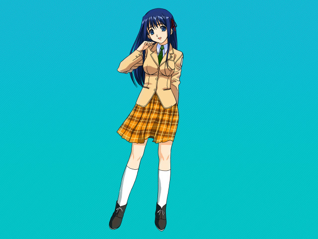Girl uniform blue hair blue free wallpaper for desktop - medium preview image