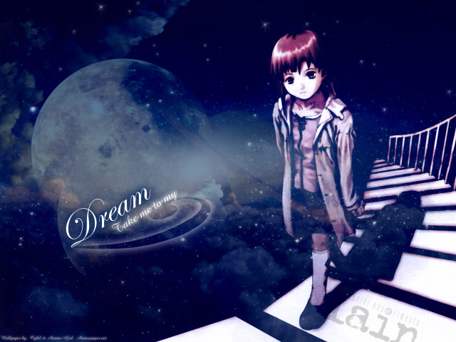 Sky moon planet girl stairway free wallpaper for desktop - medium preview image
