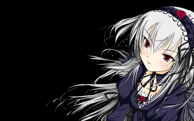 White hair anime gothic rose free wallpaper for desktop - medium preview image