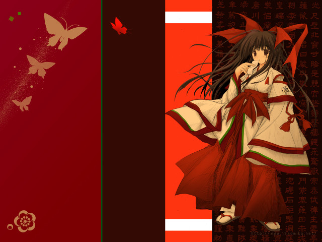 Red dress butterfly background anime free wallpaper for desktop - medium preview image