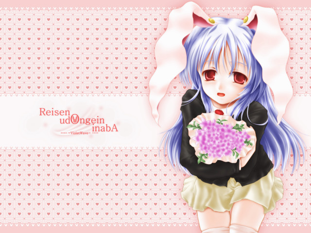 Blue haired girl flower cat free wallpaper for desktop - medium preview image