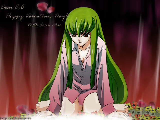 Green hair girl valentine anime free wallpaper for desktop - medium preview image