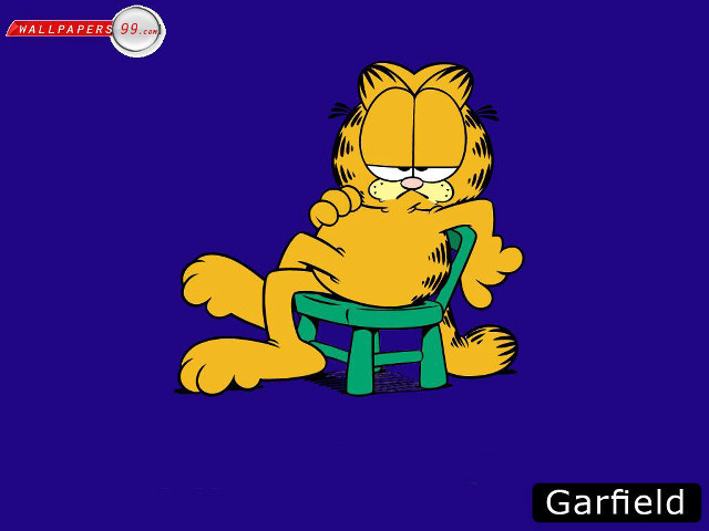 Garfield cat sitting stool caption free wallpaper for desktop - medium preview image