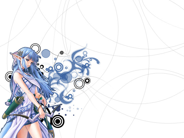 Elf sword woman blue hair free wallpaper for desktop - medium preview image