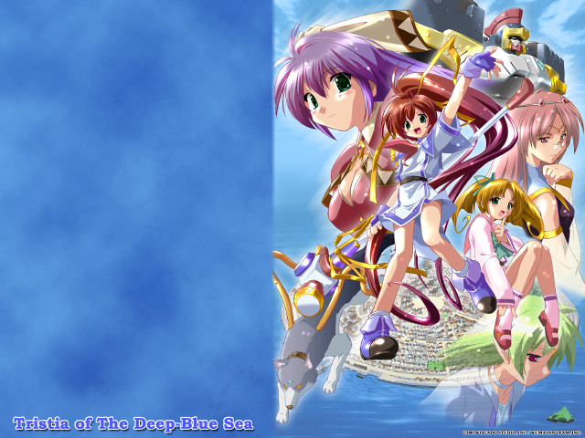 Anime girls blue sky water free wallpaper for desktop - medium preview image