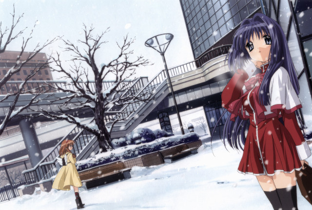 Girl red dress snow winter free wallpaper for desktop - medium preview image