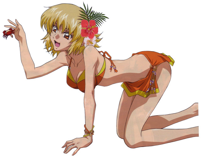 Cartoon woman bikini flower hair free wallpaper for desktop - medium preview image