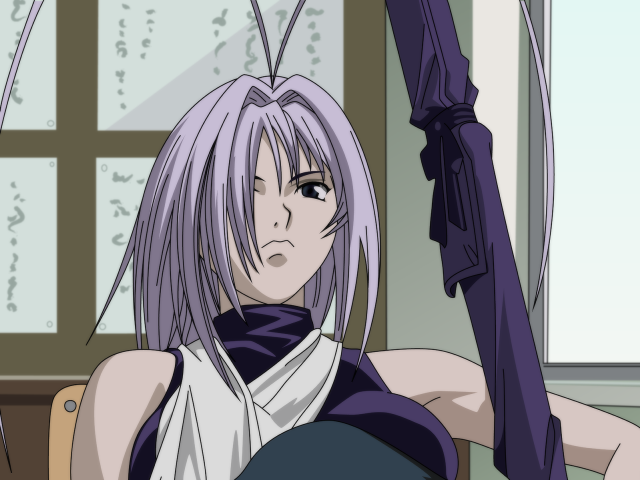 Purple hair woman umbrella portrait free wallpaper for desktop - medium preview image