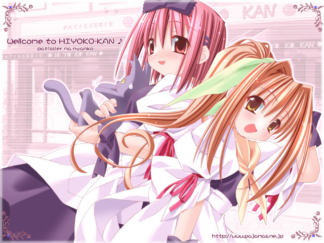 Pink haired anime girls cat free wallpaper for desktop - medium preview image