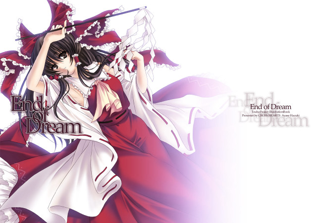 Reimu miko red white dress free wallpaper for desktop - medium preview image